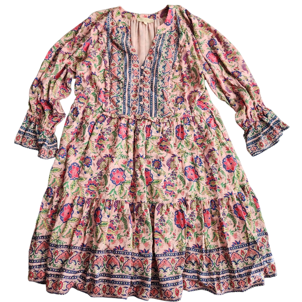 Farmers Market Floral Paisley Puff Sleeve Dress Women's M Pink Cottagecore Girly